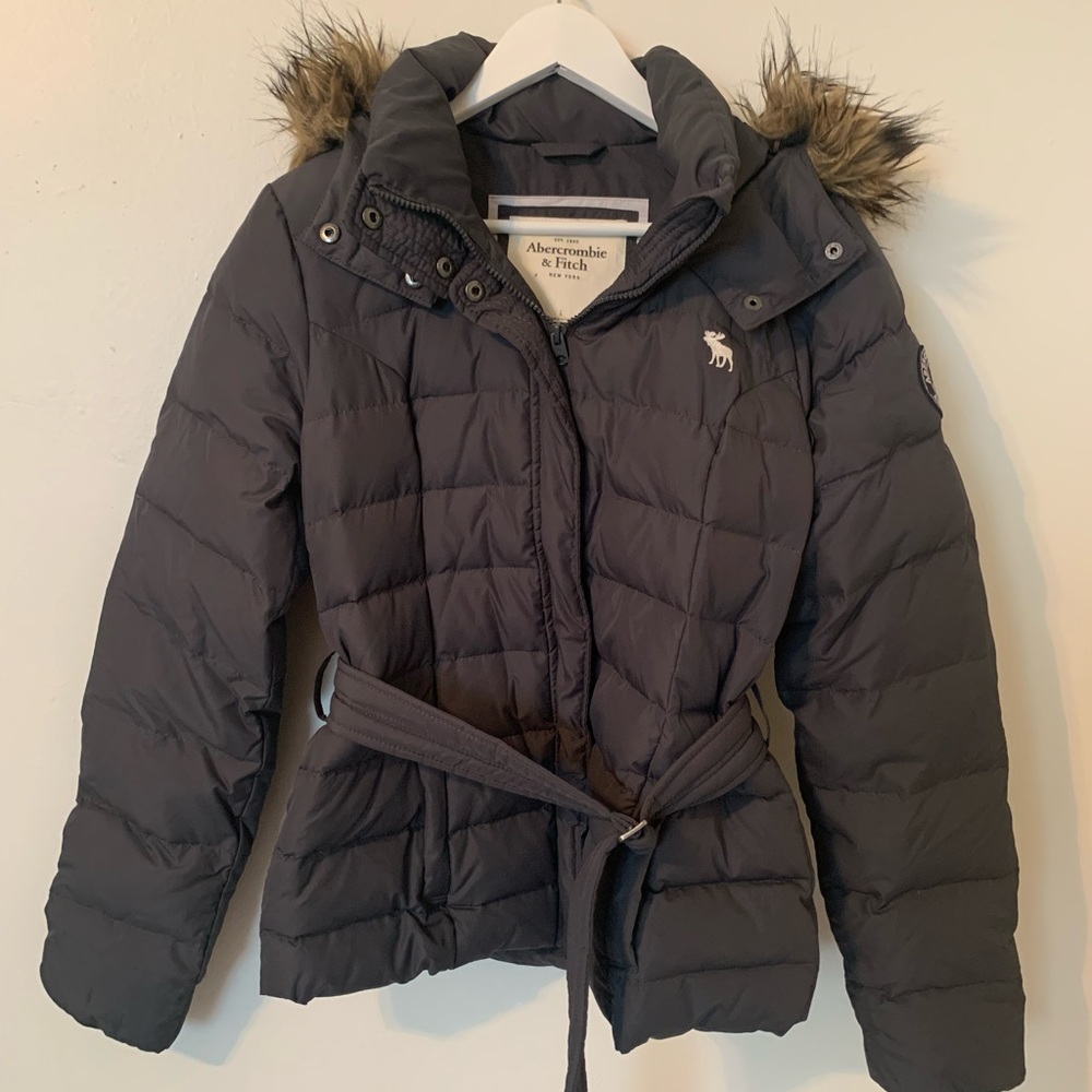 Abercrombie and Fitch dark gray down feather puffer Coat Jacket